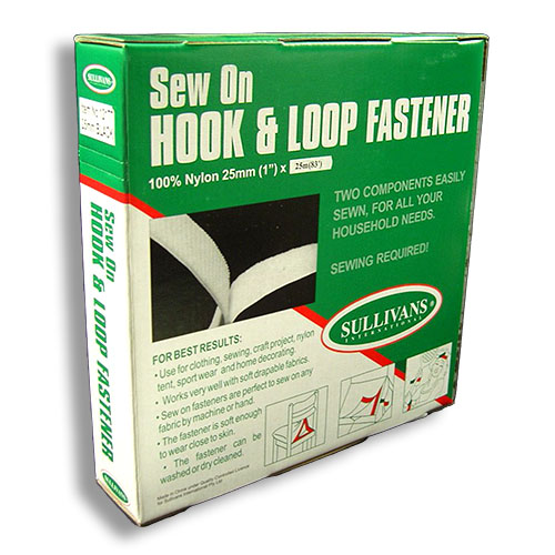 12177 Sullivans Sew On Hook & Loop Tape - 25mm - Black