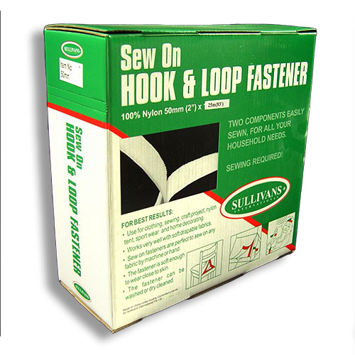 12179 Sullivans Sew On Hook & Loop Tape - 50mm - Black