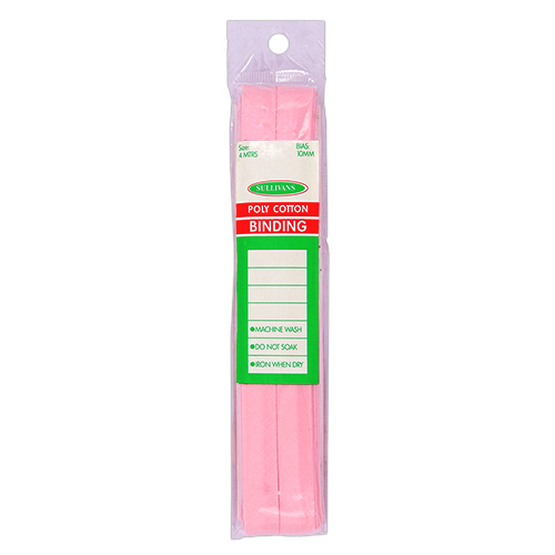 12200 Sullivans 10mm Poly-cotton Bias Binding - Baby Pink