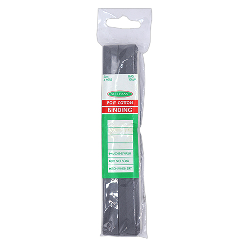 12214 Sullivans 10mm Poly-cotton Bias Binding - Dark Grey