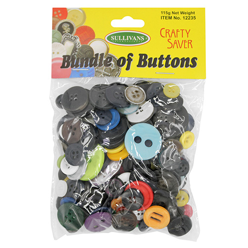 12235 Sullivans Bundle Of Buttons - 115gm - Assorted Sizes & Colours
