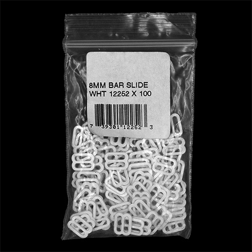 12252 Sullivans 8mm Bar Slide - White - 100pcs