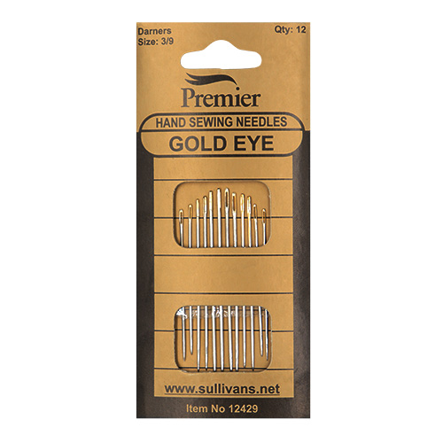 12429 Sullivans Premier Gold Eye Hand Needles - Darners - 3/9