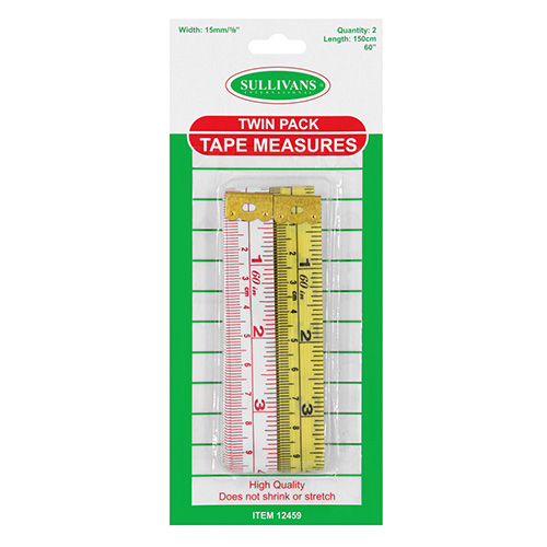 12459 Sullivans Metric & Imperial 2 Pack Tape Measure - 150cm
