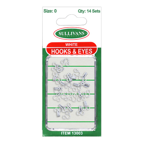 13003 Sullivans Hook & Eyes - Size 0 - White