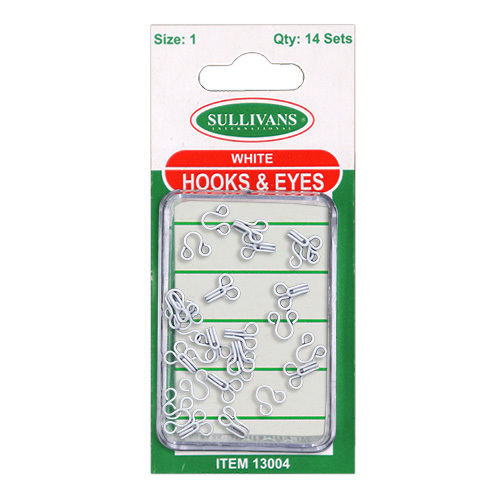 13004 Sullivans Hook & Eyes - Size 1 - White