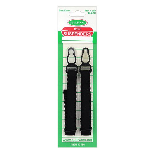 13166 Sullivans 12mm Hosiery Suspenders With Straps - Black