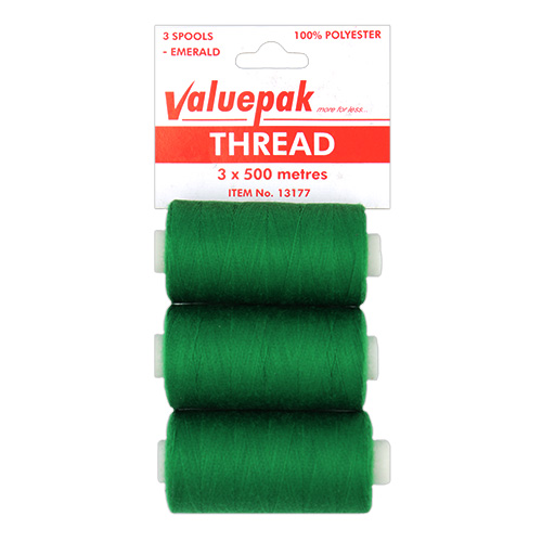 13177 Valuepak Polyster Thread - 3x500m Spools - Emerald
