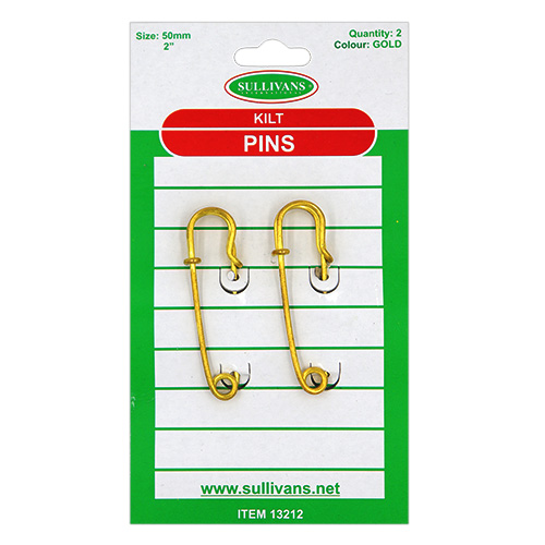 13212 Sullivans 50mm Kilt Pins - Gold - 2pcs