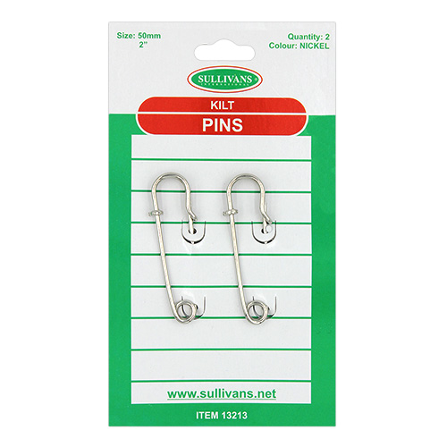 13213 Sullivans 50mm Kilt Pins - Silver - 2pcs