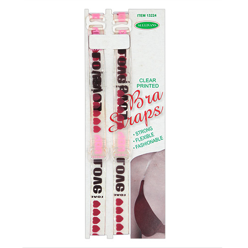 13224 Sullivans Clear Printered Bra Straps - I Love You