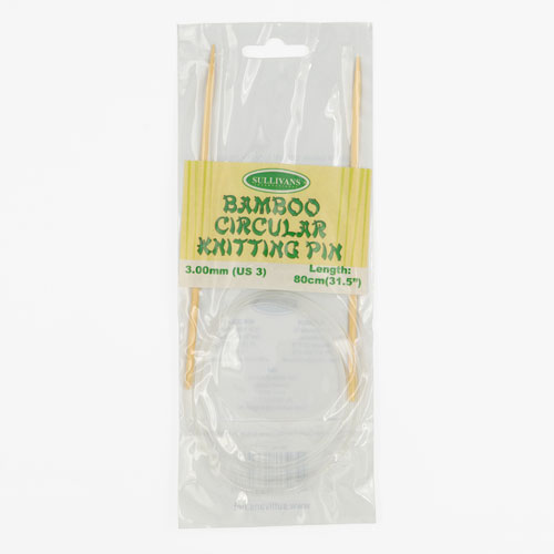 13317 Sullivans Bamboo Circular Knitting Pin - 80cm X 3mm 