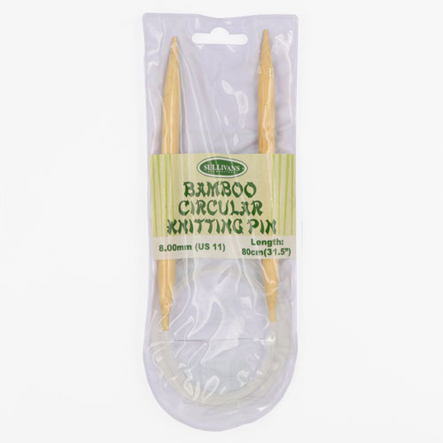 13326 Sullivans Bamboo Circular Knitting Pin - 80cm X 8mm 