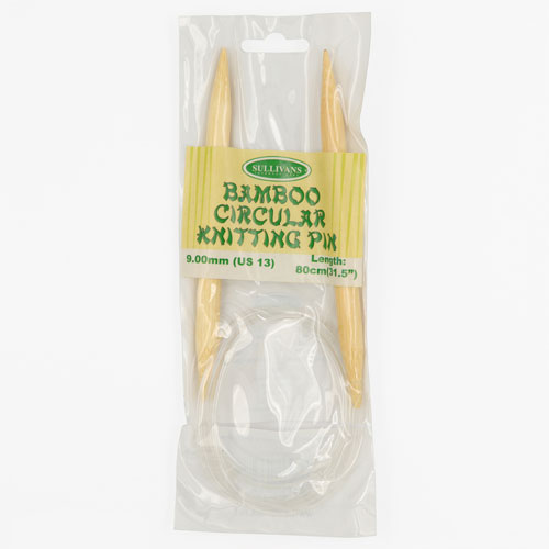 13327 Sullivans Bamboo Circular Knitting Pin - 80cm X 9mm 