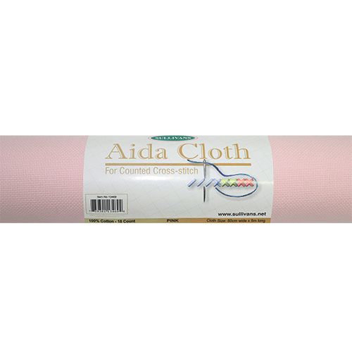 13469 Sullivans 18 Count Aida Cloth Roll - 5m - Pink