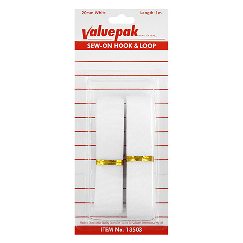 13503 Valuepak 1m Sew On Hook & Loop Tape - 20mm - White 