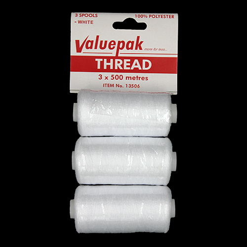 13506 Valuepak Polyester Thread - 3x500m Spools - White