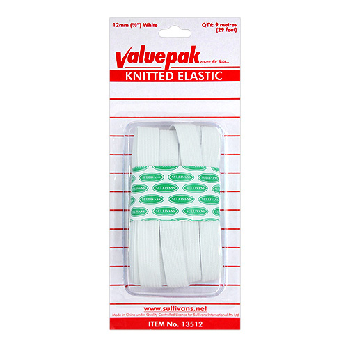 13512 Valuepak 12mm Knitted Elastic - 9m - White 