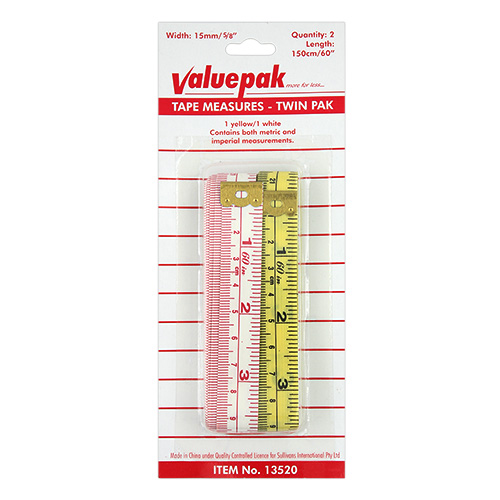 13520 Valuepak 150cm Imperial & Metric Tape Measure - 2pk 