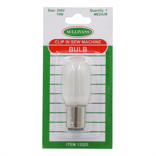 13525 Sullivans 15w Clip In Sewing Machine Bulb - 240v - Pearl 