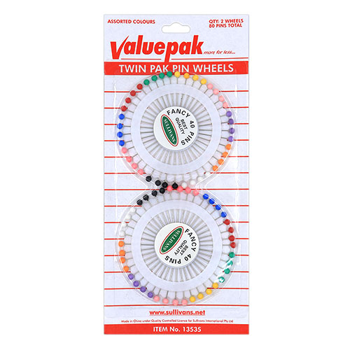 13535 Valuepack Plastic Head Pins - Multi Coloured  - 2 Pack