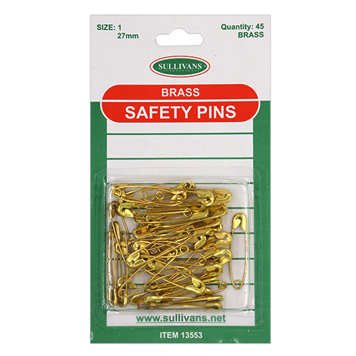 13553 Sullivans Safety Pins - Size #1 - Brass