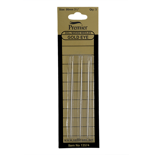 13574 Sullivans Premier 90mm Gold Eye Doll Making Needles 