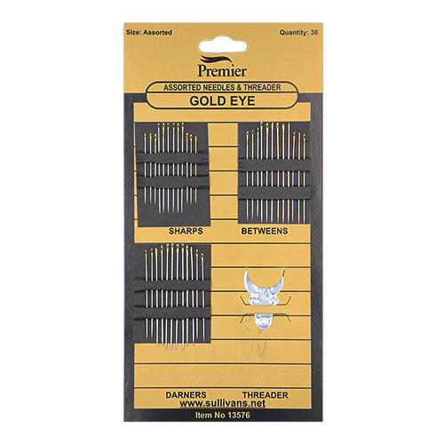 13576 Sullivans Premier Gold Eye Hand Needles & Threader