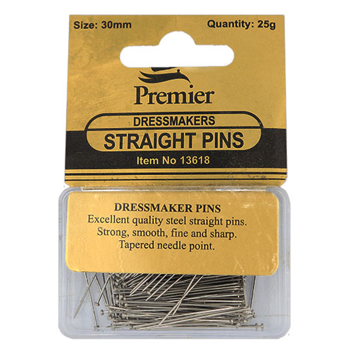 13618 Sullivans Premier 30mm Dressmaker Straight Pins 