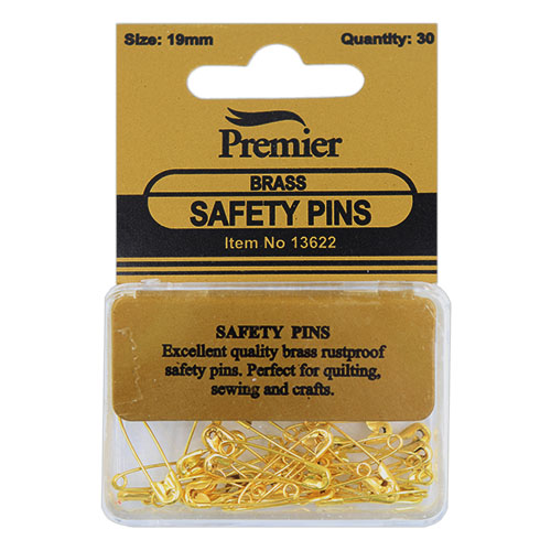 Safety pins, No. 3/0, 19mm, gold-coloured