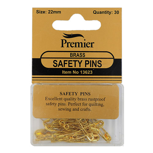 13623 Sullivans Premier Safety Pins - 22mm - Brass