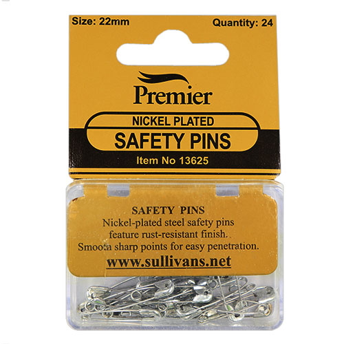 13625 Sullivans Premier 22mm Nickel Plated Safety Pins 