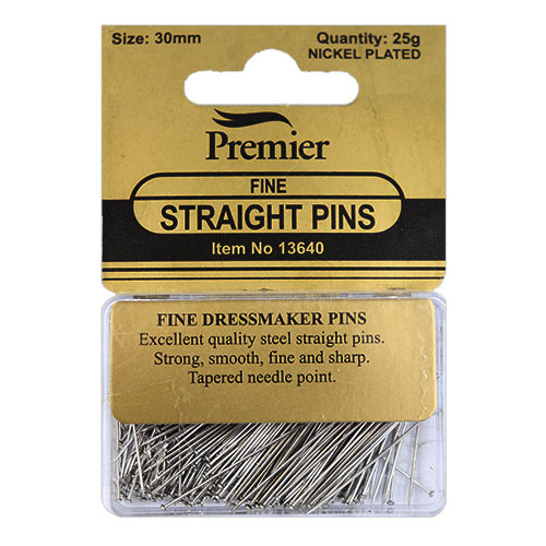 13640 Sullivans Premier 30mm Fine Straight Pins 