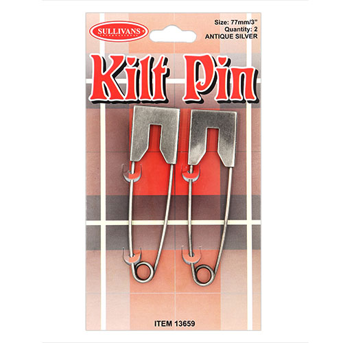 13659 Sullivans 77mm Kilt Pins - Antique Silver - 2pcs