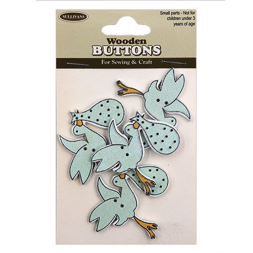 13775 Sullivans Wooden Buttons - Stork With Baby - 4pcs