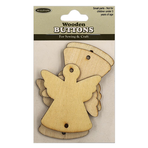 13790 Sullivans Wooden Buttons - Angel - 4pcs