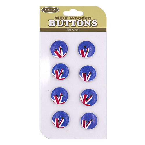 13810 Sullivans Mdf Wooden Buttons - Flags - 8pcs