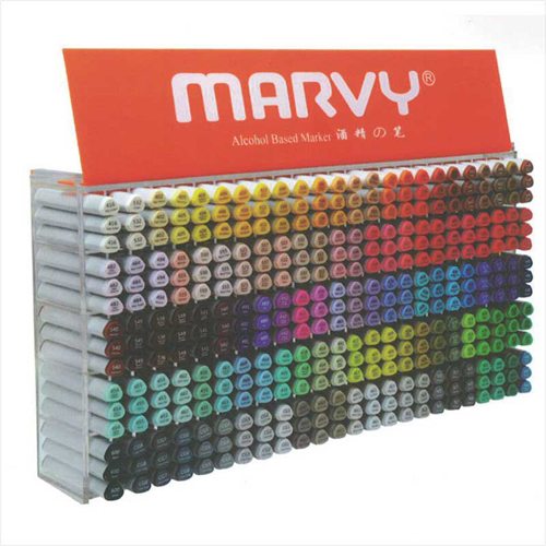 138360 Marvy Alcoholic Base Twin Tip Marker Stand - 120 Colours With 3pcs Each