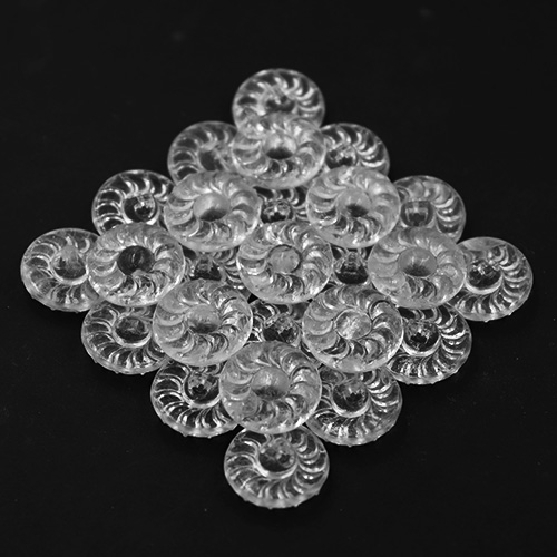 13927 Sullivans 18mm Glass Shank Button Swirl Border Clear - 23 Per Tube