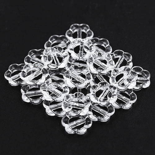 13943 Sullivans 20mm Flower Buckle Plastic Button - Clear - 36 In A Tube