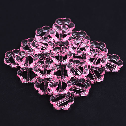 13944 Sullivans 20mm Flower Buckle Plastic Button - Clear Pink - 36 In A Tube
