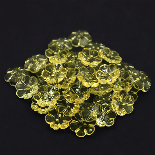 13959 Sullivans 16mm Flower Plastic Button - Clear Yellow - 36 In A Tube