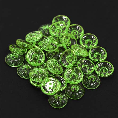 13976 Sullivans 15mm Round Flower Plastic Button - Clear Green - 36 In A Tube