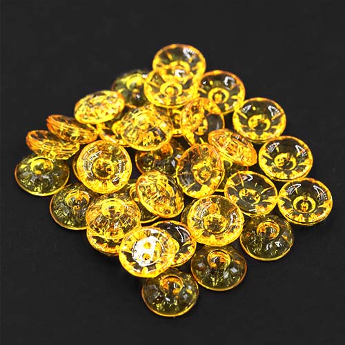 13977 Sullivans 15mm Round Flower Plastic Button - Clear Yellow - 36 In A Tube