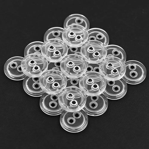 13987 Sullivans 20mm Round Plastic Button With Metal Holes - Clear - 36 In A Tube