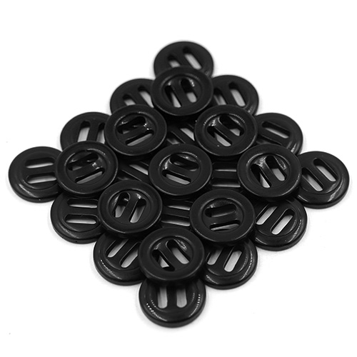 13992 Sullivans 15mm Round Plastic Button With Oblong Holes - Black - 36 In A Tube