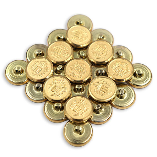 14011 Sullivans 15mm Round Metal Button With Crest - Gold - 18 In A Tube