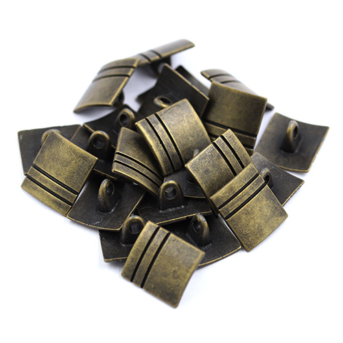 14023 Sullivans 13mm Rectangle Metal Button With Side Lines - Copper - 23 In A Tube