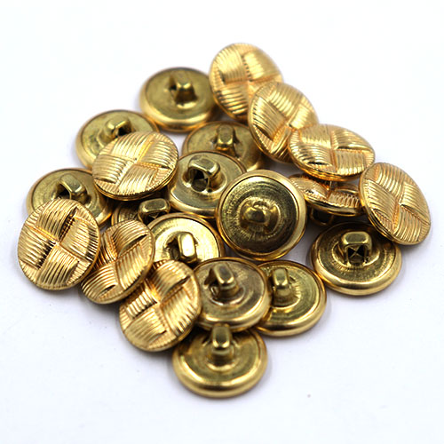 14118 Sullivans 15mm Round Metal Shank Button With Patterned Quarters - Gold - 23 In A Tube