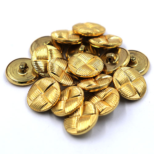 14119 Sullivans 19mm Round Metal Shank Button With Patterned Quarters - Gold - 18 In A Tube